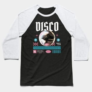 DISCO  - Grainy Mirror Ball  (white/pink/teal) Baseball T-Shirt